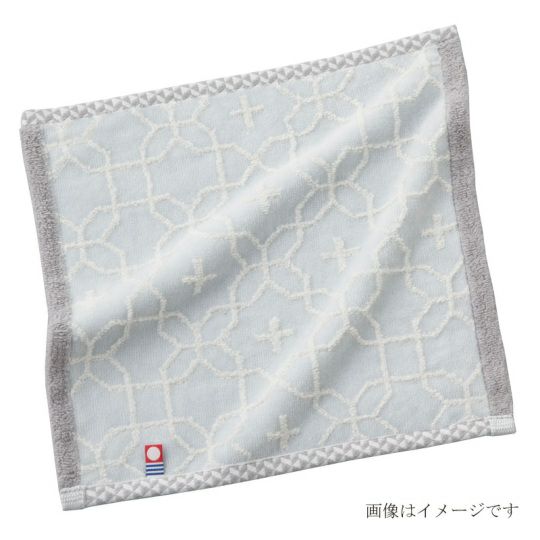 今治謹製　千歳はんかち　木箱入り　タオルハンカチ1枚　HK1017　ブルー　（今治産）の商品写真