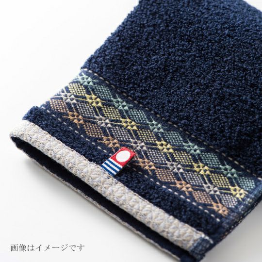 今治謹製　千歳はんかち　木箱入り　タオルハンカチ1枚　HK1017　ネイビー　（今治産）の商品写真