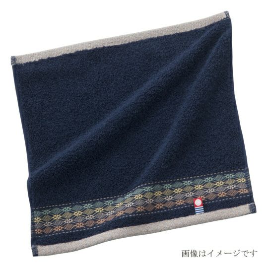 今治謹製　千歳はんかち　木箱入り　タオルハンカチ1枚　HK1017　ネイビー　（今治産）の商品写真