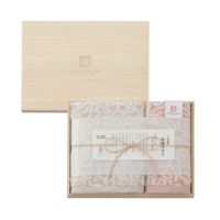 今治謹製 紋織タオル 木箱入り フェイスタオル1枚・ウォッシュタオル1枚セット IM7715 ピンク(今治製)