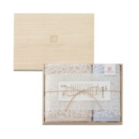 今治謹製 紋織タオル 木箱入り フェイスタオル1枚・ウォッシュタオル1枚セット IM7715 ブルー(今治製)