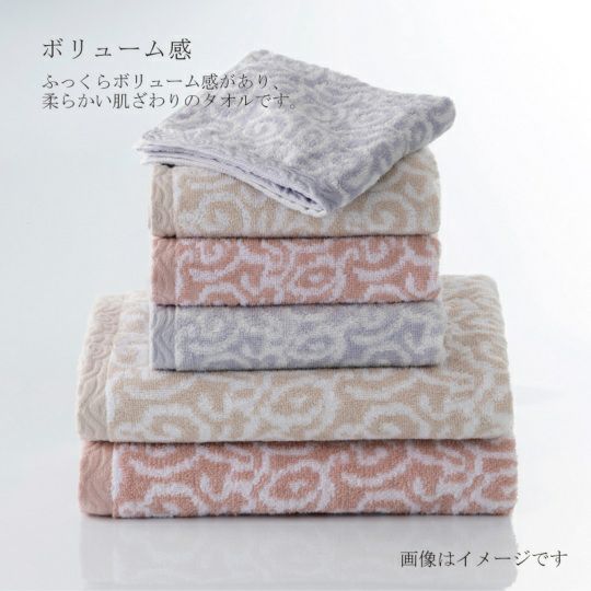 今治謹製　紋織タオル　木箱入り　フェイスタオル１枚・ウォッシュタオル１枚セット　IM7715　ブルー(今治製)のボリューム感