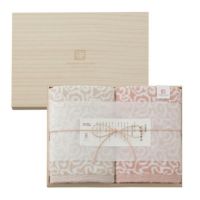 今治謹製　紋織タオル　木箱入り　バスタオル２枚セット　IM7750　ピンク　(今治製)