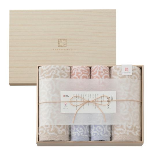 今治謹製　紋織タオル　木箱入り　バスタオル２枚フェイスタオル２枚ウォッシュタオル２枚セット　IM7780　(今治製)