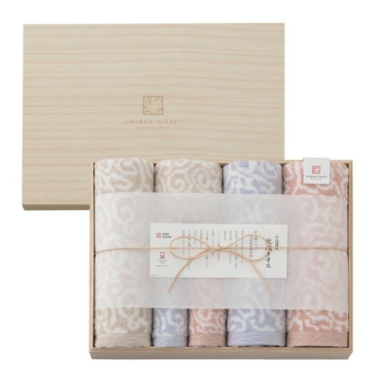今治謹製　紋織タオル　木箱入り　バスタオル3枚フェイスタオル２枚ウォッシュタオル1枚セット　IM7711　(今治製)