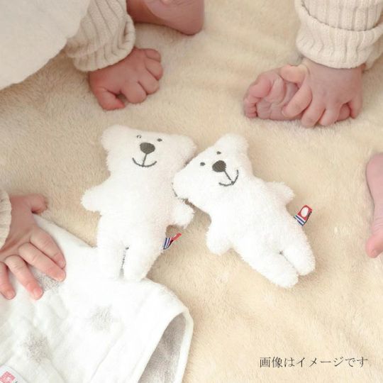 今治謹製 First towel　木箱入り　フェイスタオル2枚・にぎにぎ(鈴入り)1点セット　FS7750　ピンク　(今治産)のにぎにぎ2体