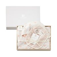 今治謹製 First towel　木箱入り　フード付きバスポンチョ1枚・スタイ1枚セット　FS7780　ピンク　(今治産)