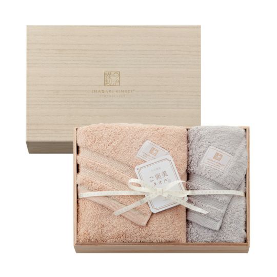 今治謹製 ご褒美タオル　木箱入り　バスタオル１枚・フェイスタオル１枚セット　GH60800（今治製）