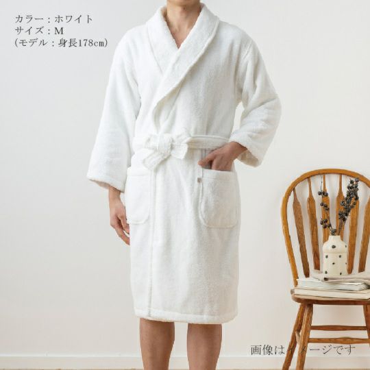 今治謹製 極上タオル superior 　バスローブ　1枚　TGKB902　Mサイズ　ホワイト（今治製）（男性）