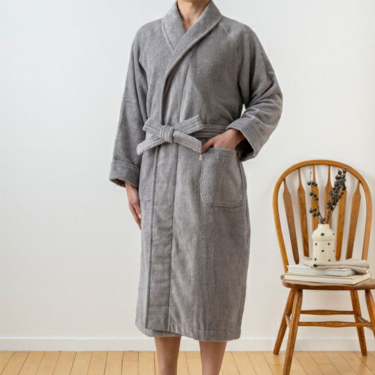 今治謹製 エアリーバスローブ　1枚　　Lサイズ　ホワイト/グレー　TAB913　（今治製）