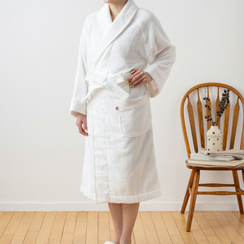 今治謹製 エアリーバスローブ　1枚　　Sサイズ　ホワイト/グレー　TAB911　（今治製）