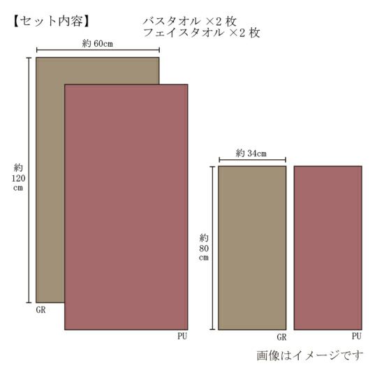 今治謹製　極上タオル premium　木箱入り　バスタオル２枚・フェイスタオル２枚セット　GK22140(今治製)のサイズ