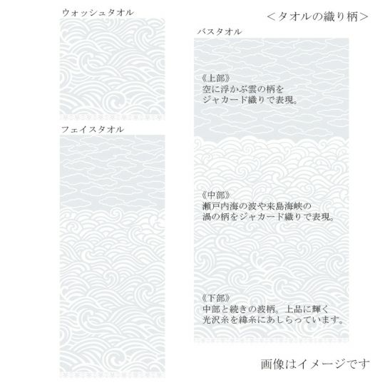 今治謹製　白織タオル　木箱入り　フェイスタオル１枚・ウォッシュタオル１枚セット　SR23020(今治製)の織り柄