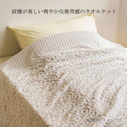 今治謹製　紋織タオル　木箱入り　タオルケット１枚　IM10038　ベージュ(今治製)は爽やかな使用感