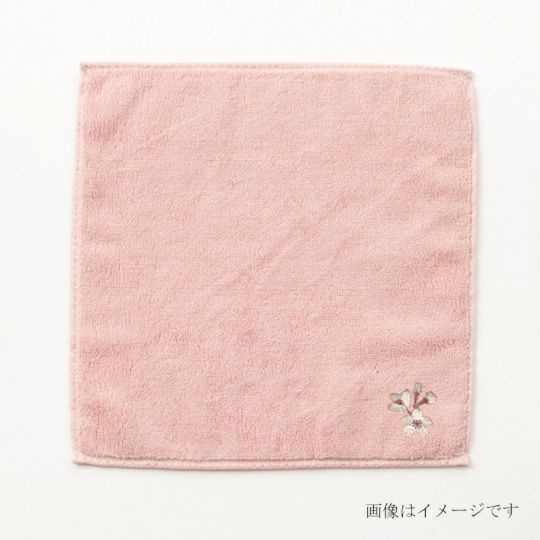 今治謹製 はんかちたおる　桜の刺繍入り（ピンク）　約25×25㎝　TIHT106（今治製）のデザイン