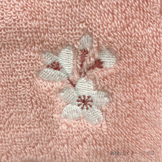 今治謹製 はんかちたおる　桜の刺繍入り（ピンク）　約25×25㎝　TIHT106（今治製）の刺繍部分