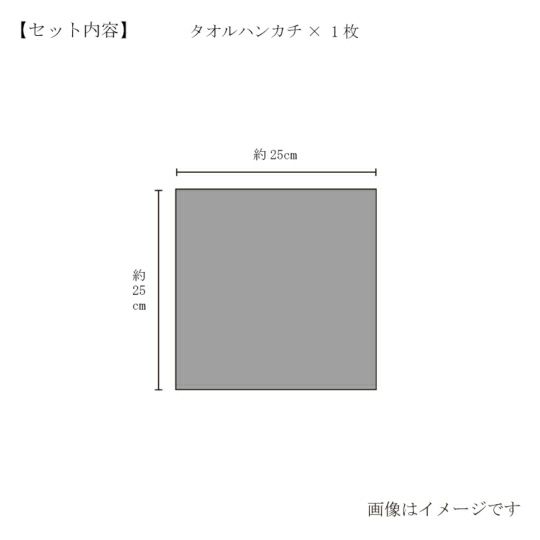 今治謹製 （Triporous） 消臭抗菌ハンカチタオル1枚　約25×25cm　TITP01（今治産）のサイズ