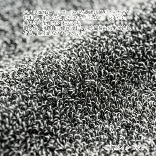  今治謹製 （Triporous） 消臭抗菌フェイスタオル1枚　約34×80cm　TITP02（今治産）の糸