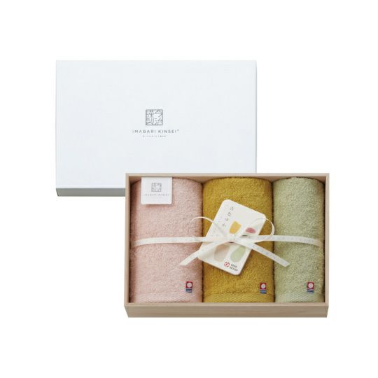 今治謹製　古色ゆかりいろ　フェイスタオル２枚・ウォッシュタオル１枚セット　ピンク　IK4040　(PI） (今治製)
