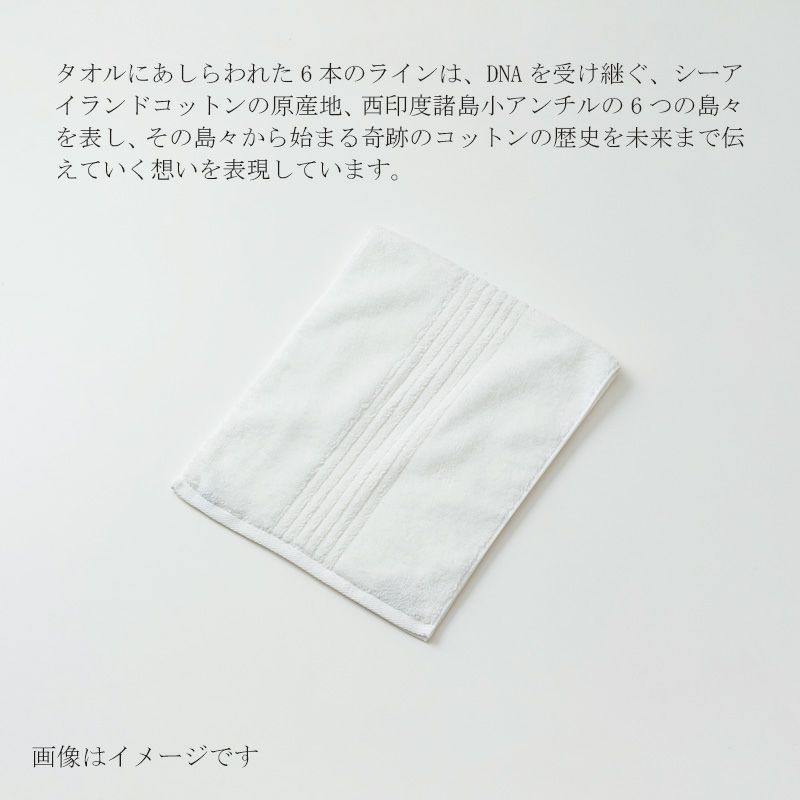 今治謹製 COEST(コースト)　専用BOX入り　フェイスタオル 1枚　約34×80㎝　COE1080　（今治製）にあしらわれた6本のライン。
