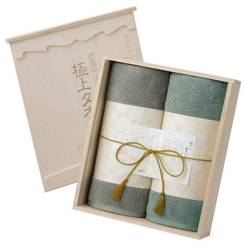 【限定色】今治謹製　極上タオル premium　木箱入り　バスタオル２枚セット　GK11256(今治製)