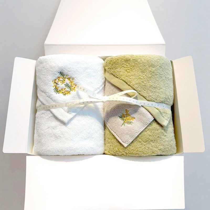 限定セット】今治謹製 ミモザタオルセット(M) コンパクトバスタオル1