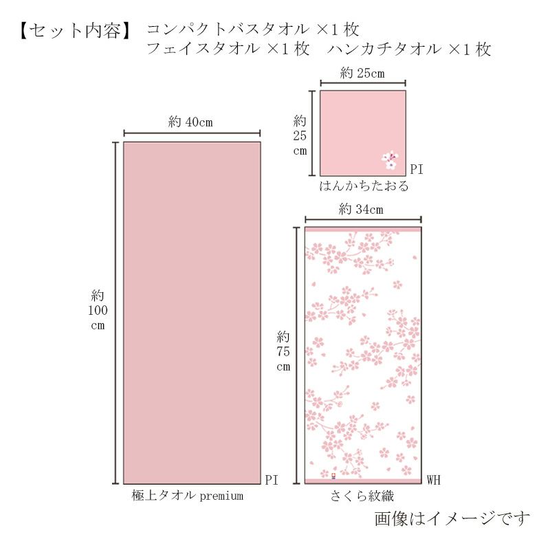 限定セット】今治謹製 さくらタオルセット(M) コンパクトバスタオル1